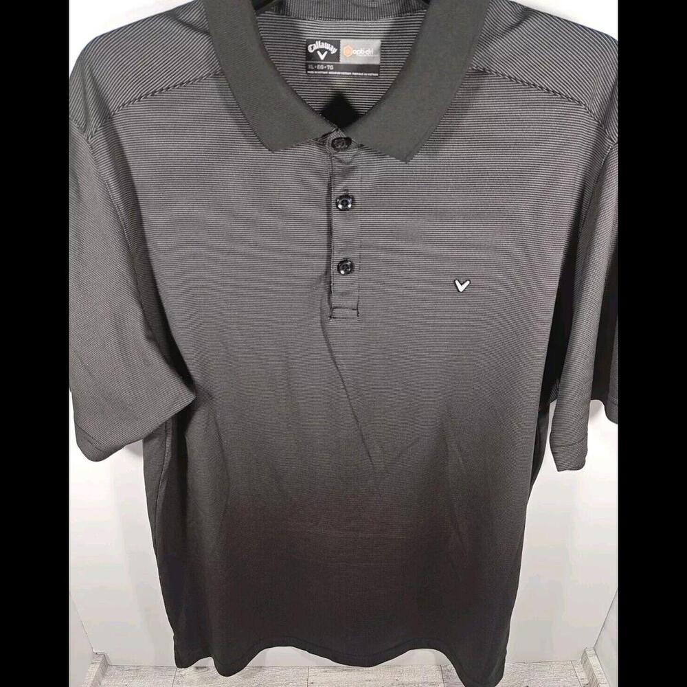 Callaway Golf Opti-Dri Men's Size XL Black Polo with Pin Stripes